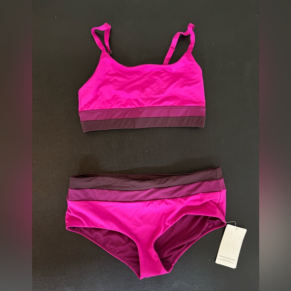 Athleta Pink and Purple Bikini Set